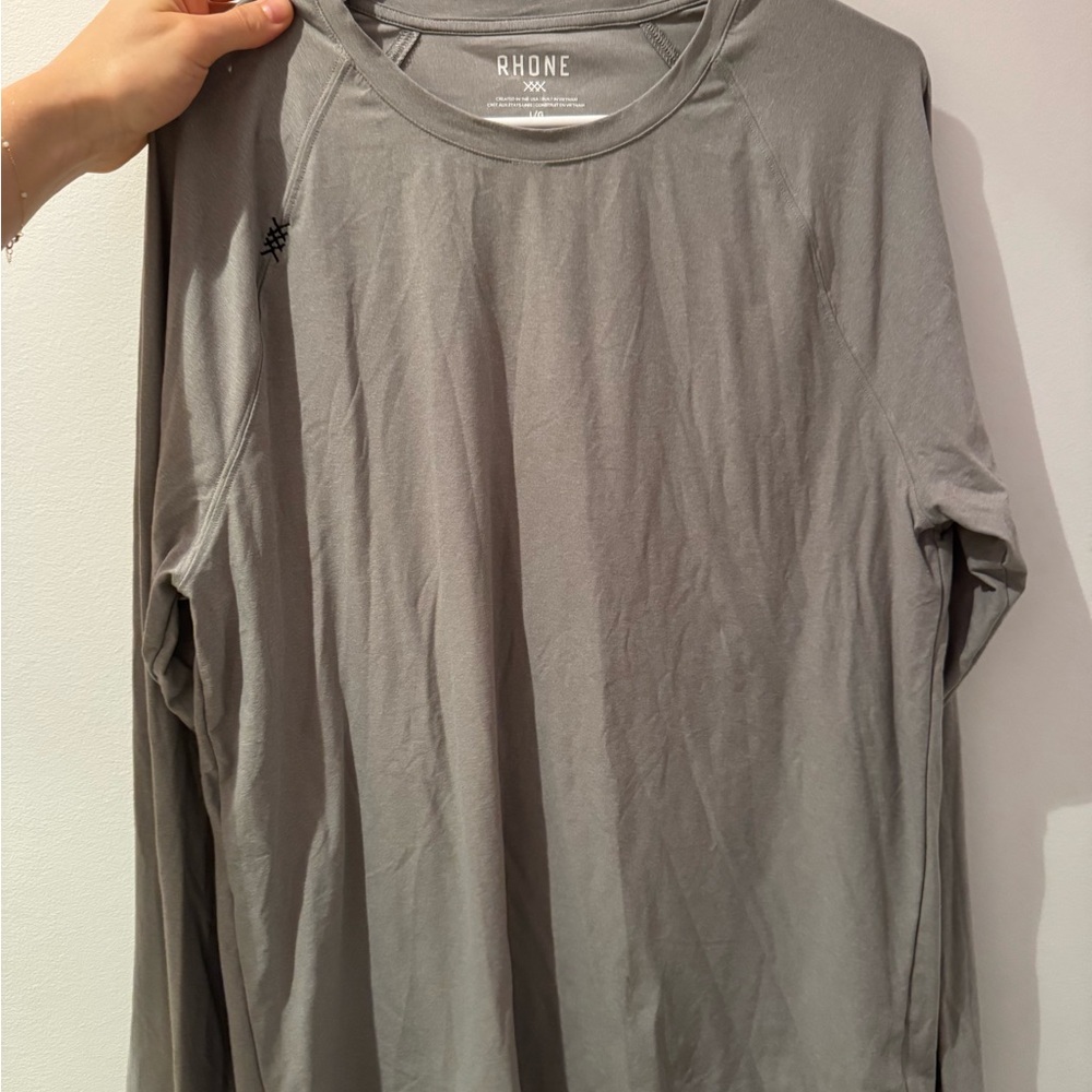 Rhone Gray Long Sleeve Tee Soft Crew Neck